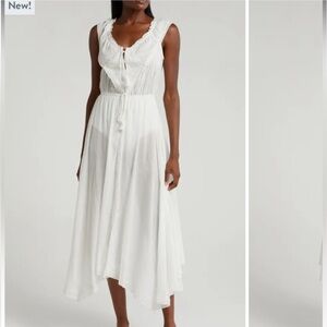 Free People Country Charm Maxi Bodysuit Sleeveless Ivory White Top Festival Sz M